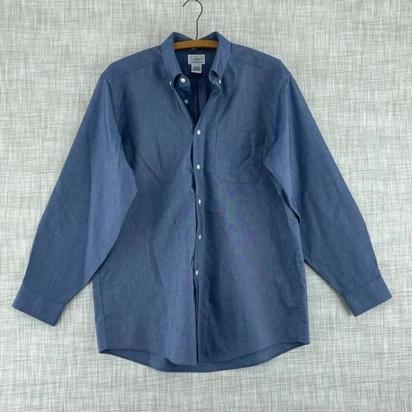 LL Bean Shirt Long Sleeve Button Down Mens 15.5 lbue 3703 - Picture 1 of 6